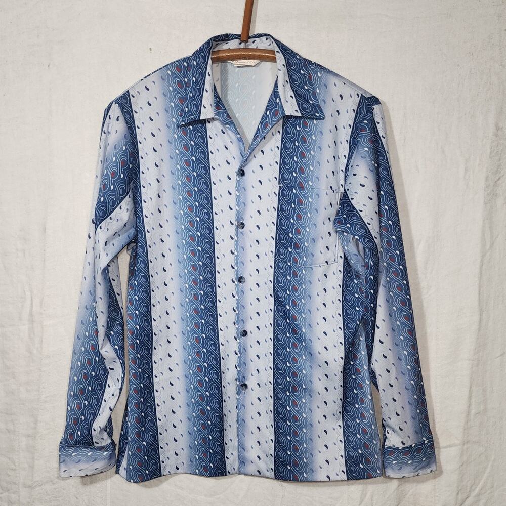 DON GIOVANNI Mens M Vtg 60s 70s Polyester Stretch Disco Hippy Nik Floral Edi
